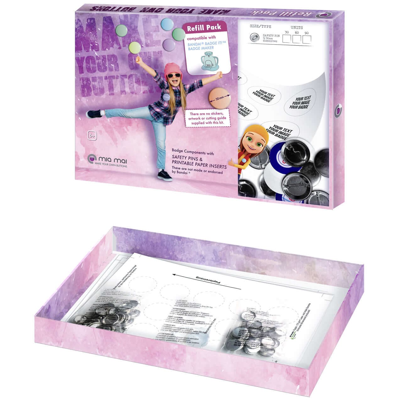 Badge It Buttonmaker kompatible Refill Rohlinge im Nachfüllpack - mia mai