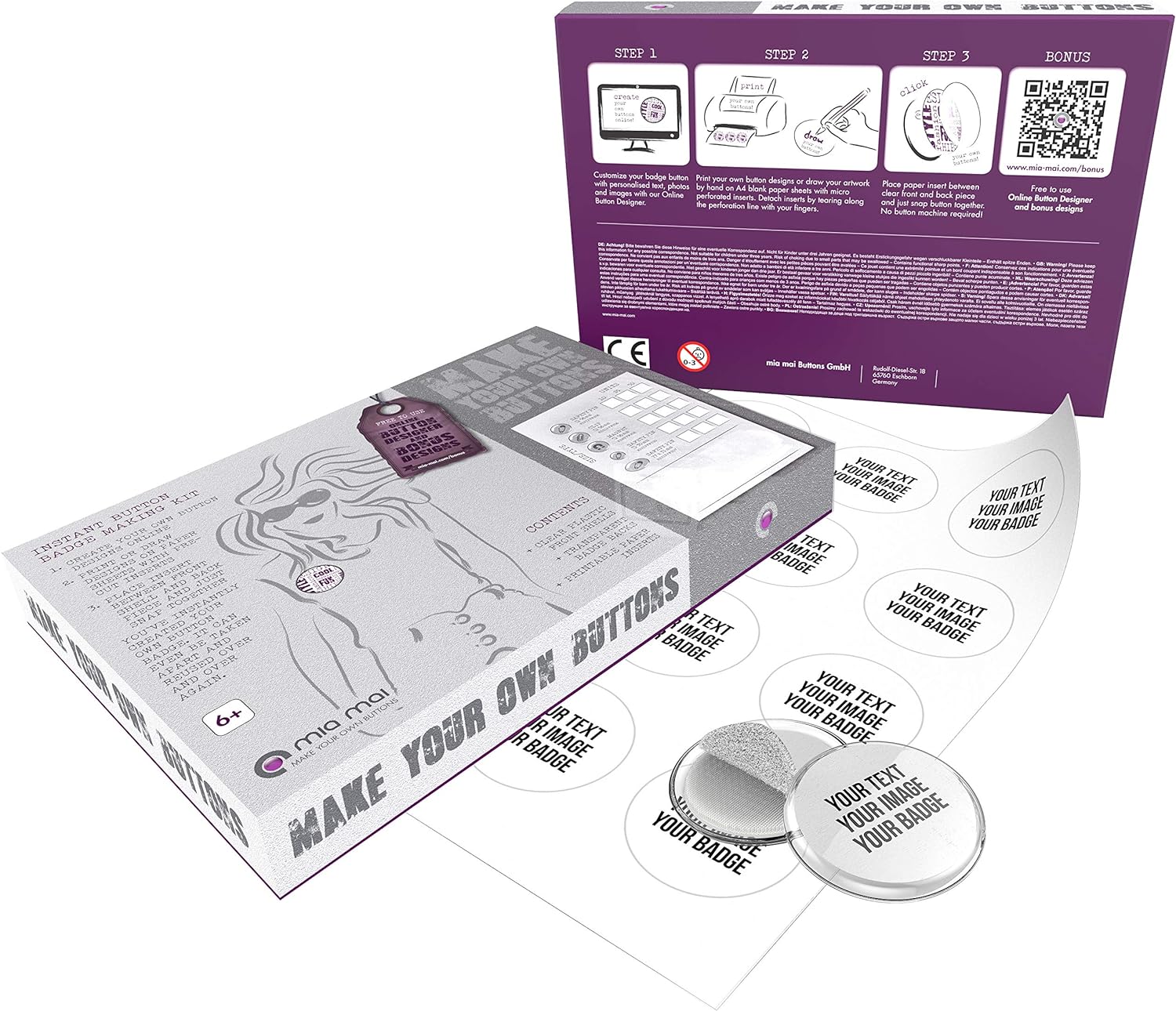mia mai Klettbuttons selber machen für Schulranzen mit A4-Buttonpapier - mia mai
