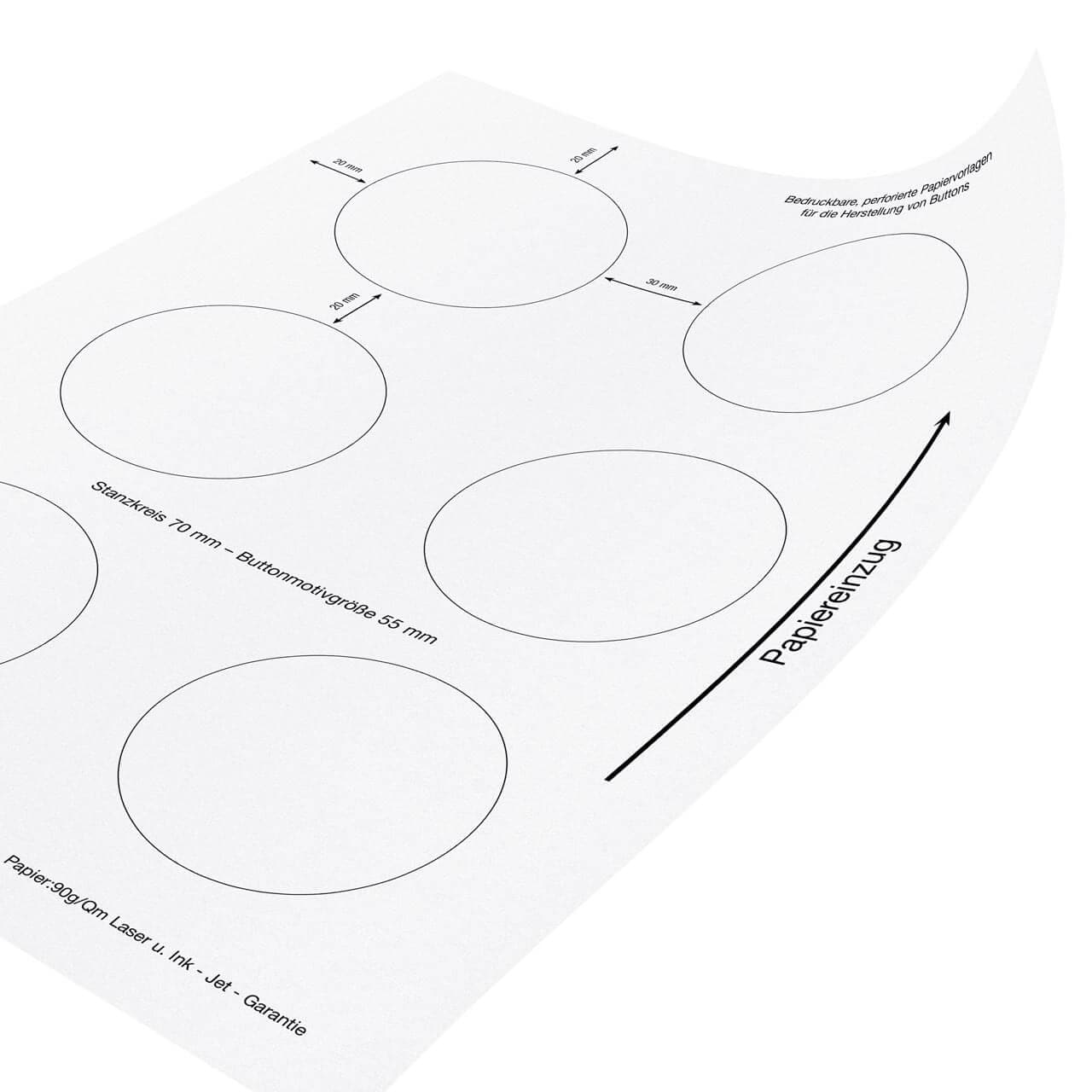 Buttonpapier weiß zum Bedrucken für Badgematic Buttons - mia mai