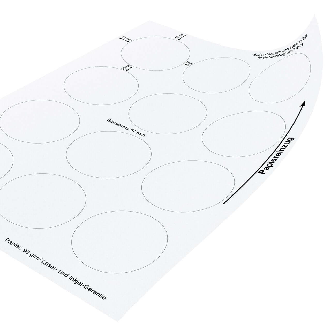 Buttonpapier weiß zum Bedrucken für Ruck Zuck Buttons - mia mai