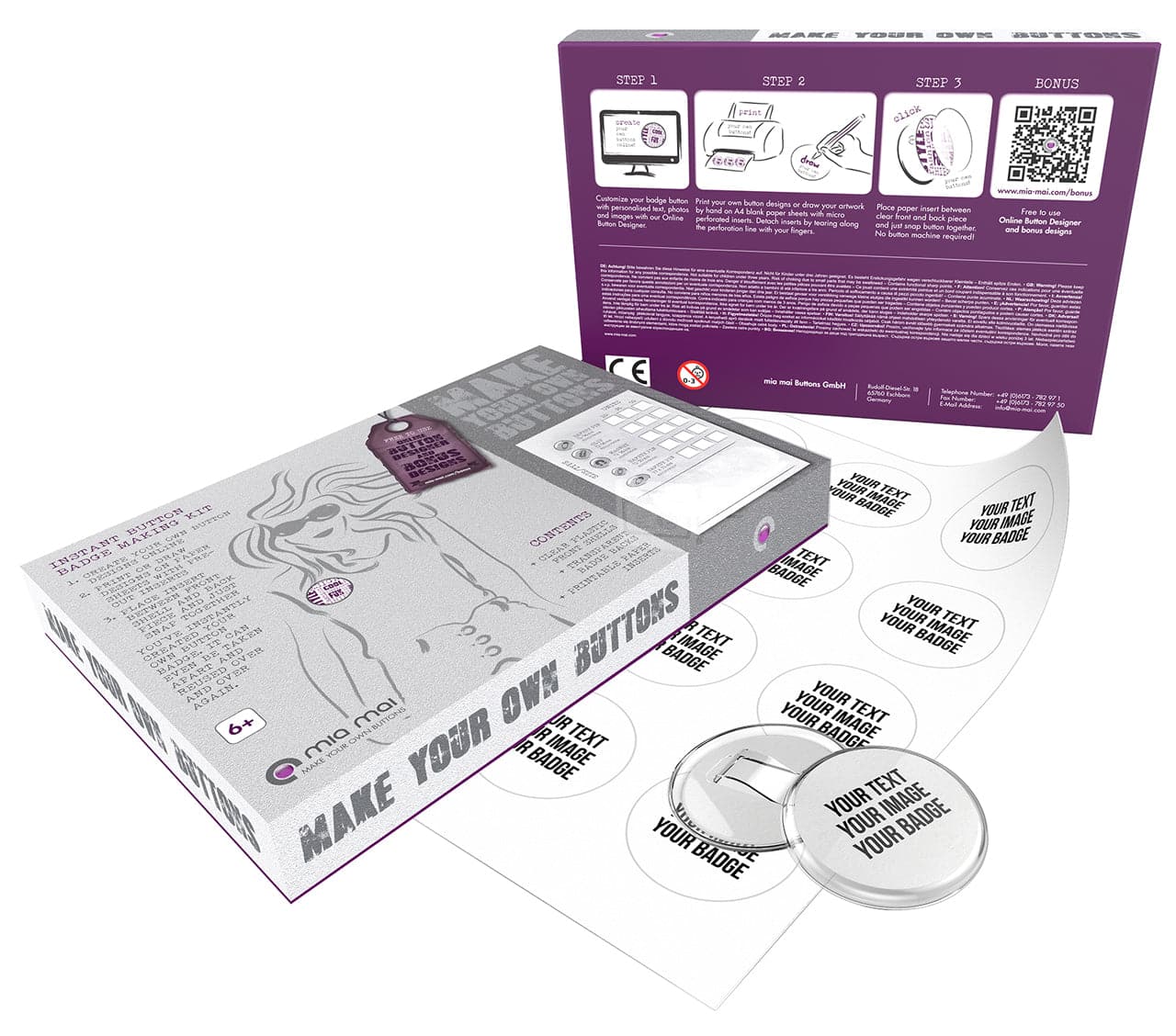 Ruck Zuck Buttons mit Clip und A4-Buttonpapier - mia mai